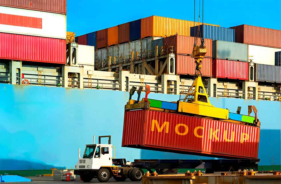 Cargo containers being loaded at a port, illustrating global trade logistics and WTO Digital Trade Rules shaping international commerce and supply chains.